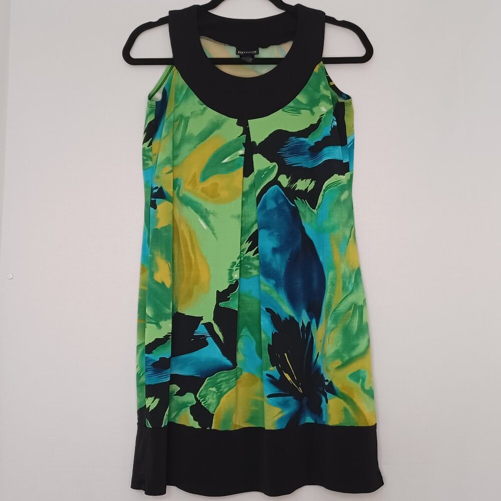 Women's Enfocus Studio Green/Blue/Black Forest Colors Midi Dress Size 4‎